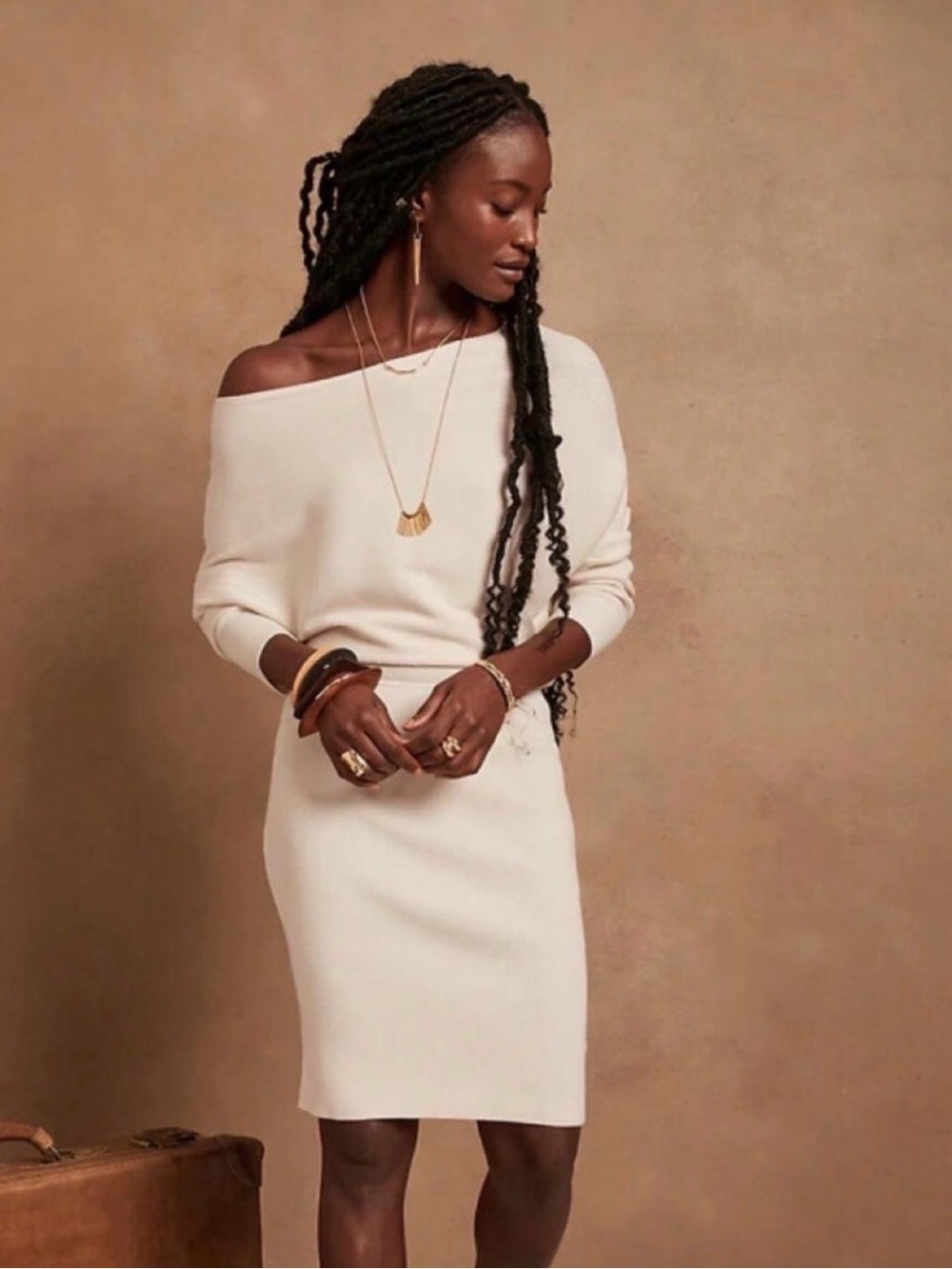 Banana Republic Lenzing Ecovero Serene Sweater Ivory Sweater Dress